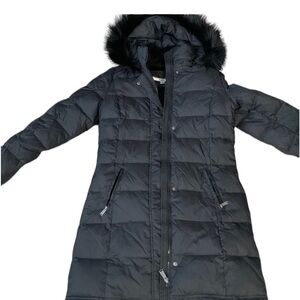 DkNy long puffer coat faux fur hoodie size XS